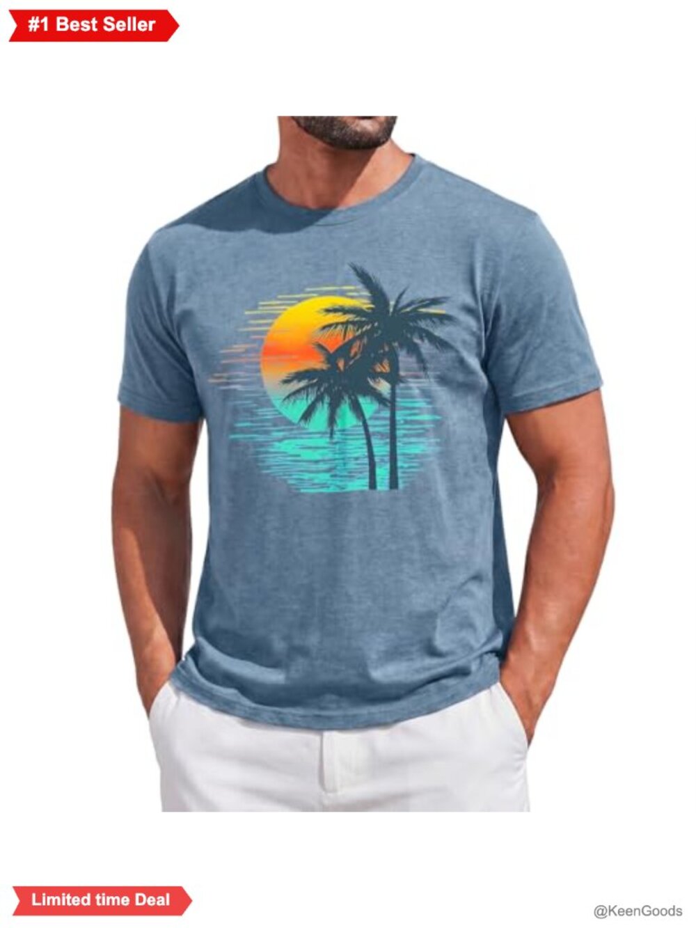 Men's Tropical Graphic Short Sleeve Crew Neck T-Shirt Regular Fit Lightweight